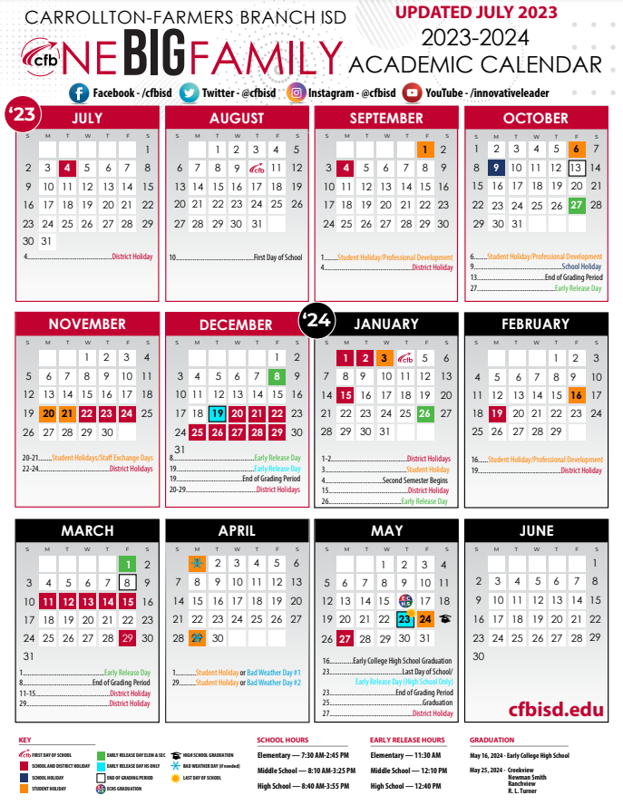 23/24 CFBISD school calendar